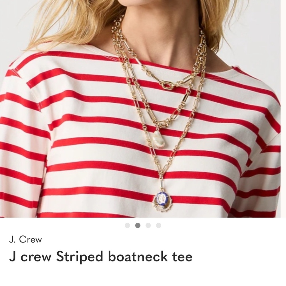 J. Crew Red & White Striped Boatneck Top - Picture 2 of 4